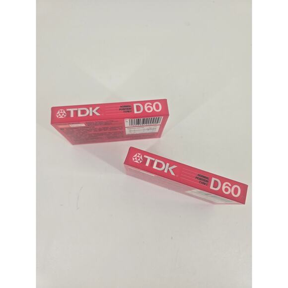 TDK D60 High Output Blank Cassette Tape 60min Type I NEW/SEALED Lot of 2 - Picture 3 of 4